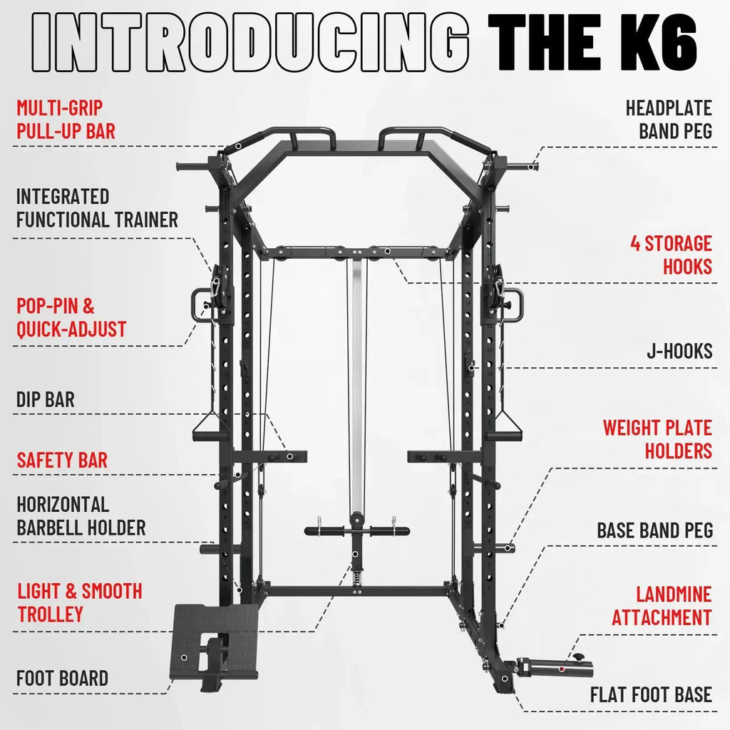 Mikolo Power Cage, Power Rack with Cable Crossover System, 1500LBS Squat Rack with LAT Pull Down System, Workout Cage with Pulley System for Fitness Home Gym Nova Trendz