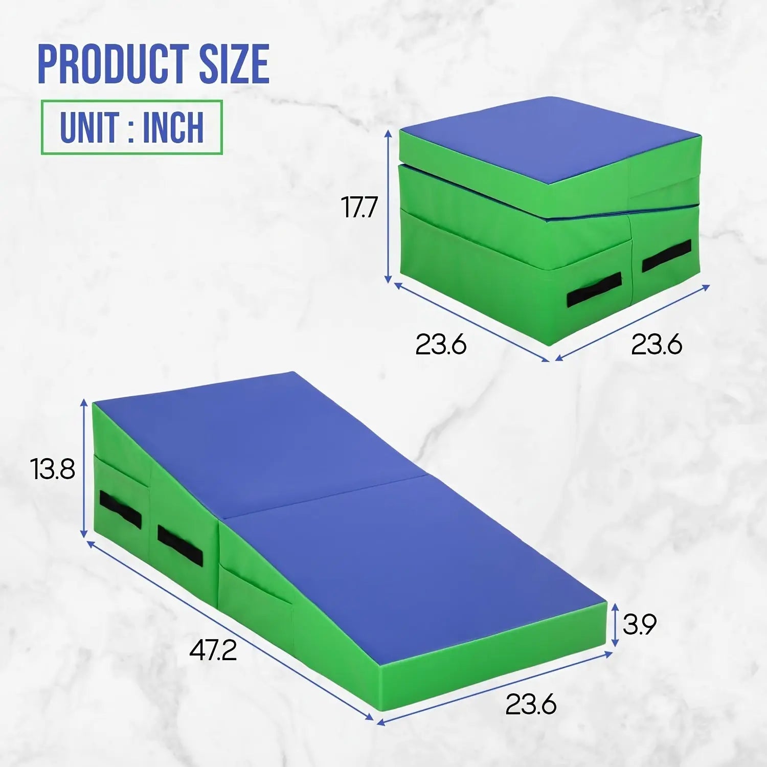 Gymnastics Mat Incline Tumbling Mats Yoga Mat For Home Gym, Folding Exercise Mat With Non-Slip PU Surface & Handles, Cheese Wedge Mat Nova Trendz