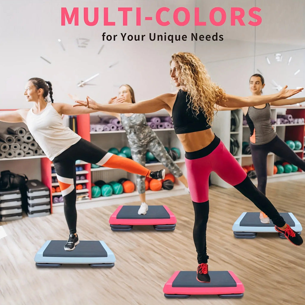 Adjustable Workout Aerobic Stepper in Fitness & Exercise Step Platform Trainer Red Black with 2/4 Risers Nova Trendz
