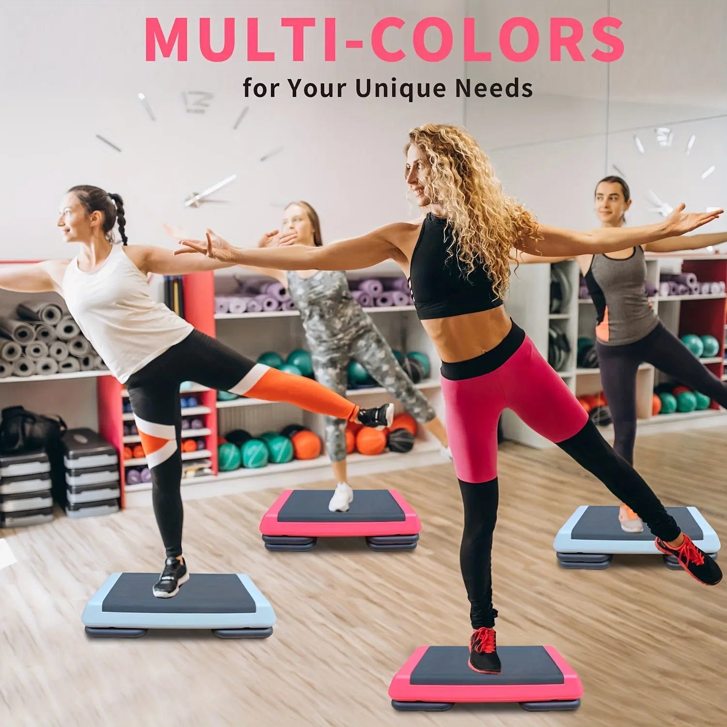 Adjustable Workout Aerobic Stepper in Fitness & Exercise Step Platform Trainer Red Black with 2/4 Risers Nova Trendz
