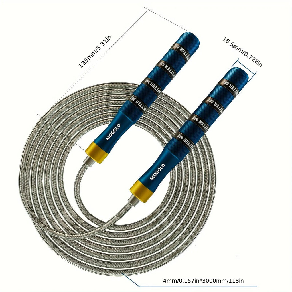 MOGOLD Professional Adjustable Speed Jump Rope - Exercise and Fitness Skipping Rope for Men and Women, Uncharged, Aluminum Alloy Handle, Suitable for Ages 14+ - 1pc Nova Trendz