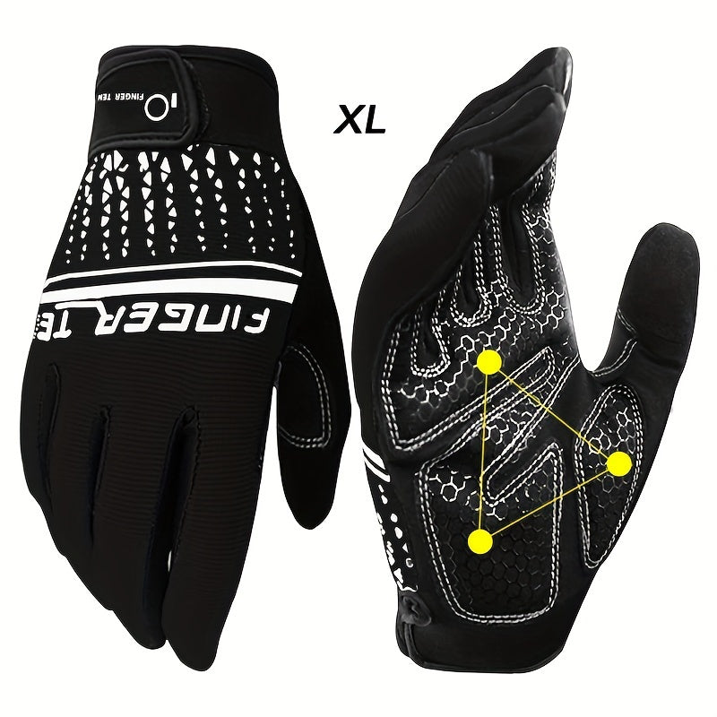 Full Finger Workout Gloves with Padding, Non Slip Extra Grip for Men Women - FINGER TEN Weight Lifting Touchscreen Gym Exercise Gloves for Cycling Climbing Hiking