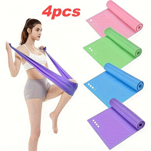 4pcs Yoga Resistance Bands Set - 4-Level TPE Elastic Bands for Fitness, Pilates & Strength Training, Perfect Gift for Fitness Enthusiasts, Fitness Essentials|Colorful Resistance Bands|Durable Exercise Equipment