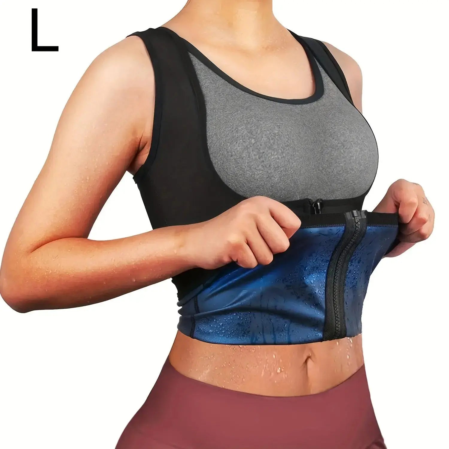 Zipper sauna vest: enhances sweat wicking during exercise, suitable for shaping Women's waist and abdomen Nova Trendz