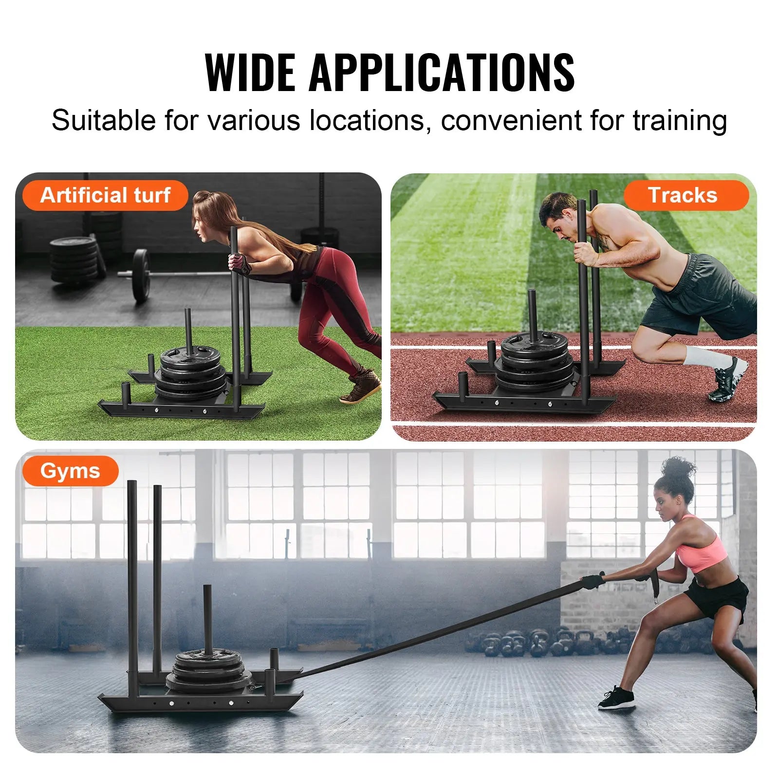 VEVOR Weight Training Pull Sled, Fitness Strength Speed Training Sled, Steel Power Sled Workout Equipment for Athletic Exercise and Speed Improvement Nova Trendz
