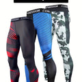 3-Piece High-Elasticity Men's Sports Compression Leggings, Athletic Quick-Dry Base Layer Capri Pants for Gym Fitness Running Exercise Nova Trendz