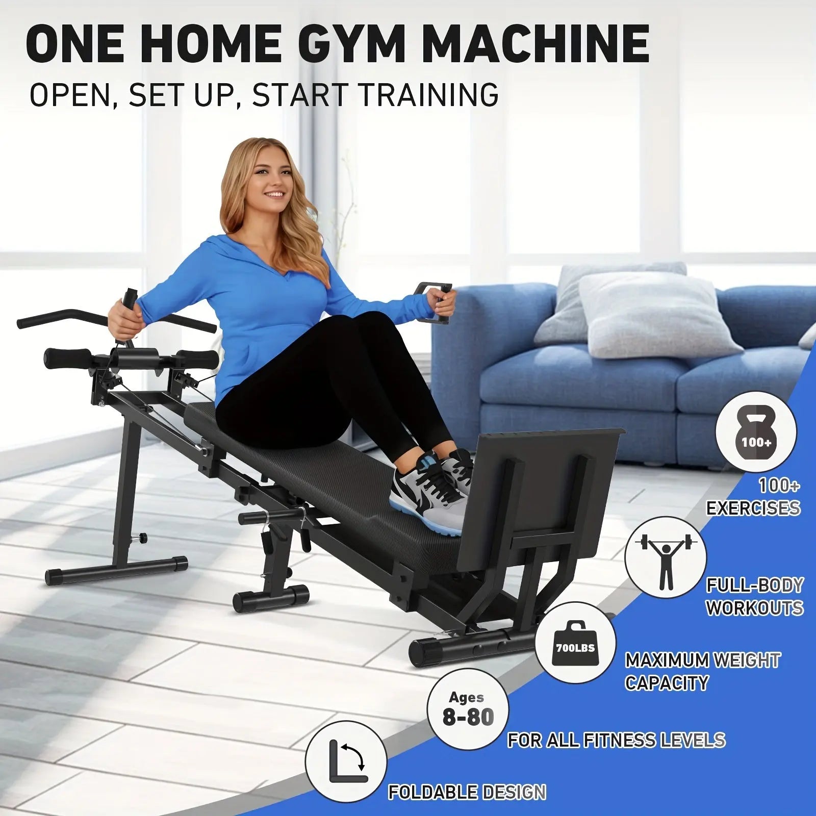 1 Total Gym Bench Press - Versatile Indoor Home Gym Workout Equipment, Black Iron with Adjustable Backrest and Arm Support, Ideal for Full Body Strength Training, Gym Accessories Nova Trendz