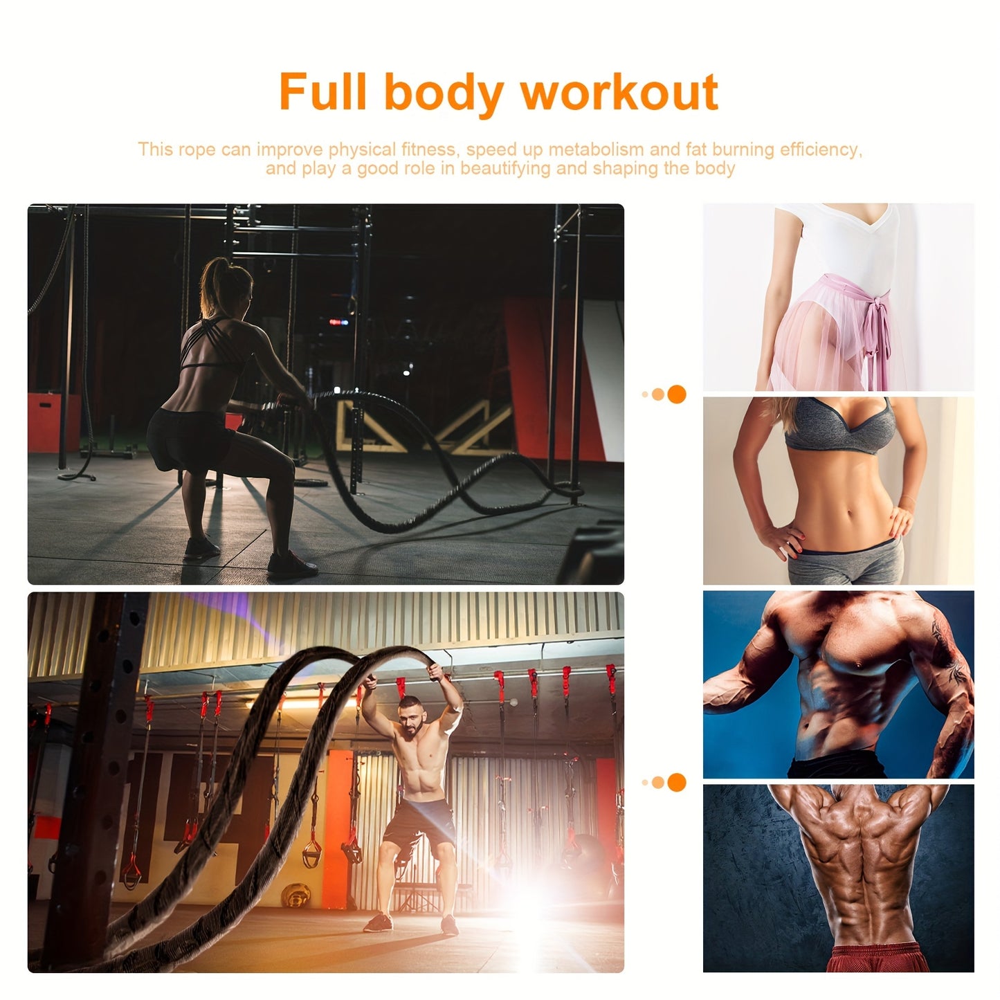 [Heavy Weighted Battle Rope Exercise] Battle Rope Workout Equipment Exercise Heavy Weighted Diameter Battle Rope with Protective Cover Exercise Equipment Core Strength Training