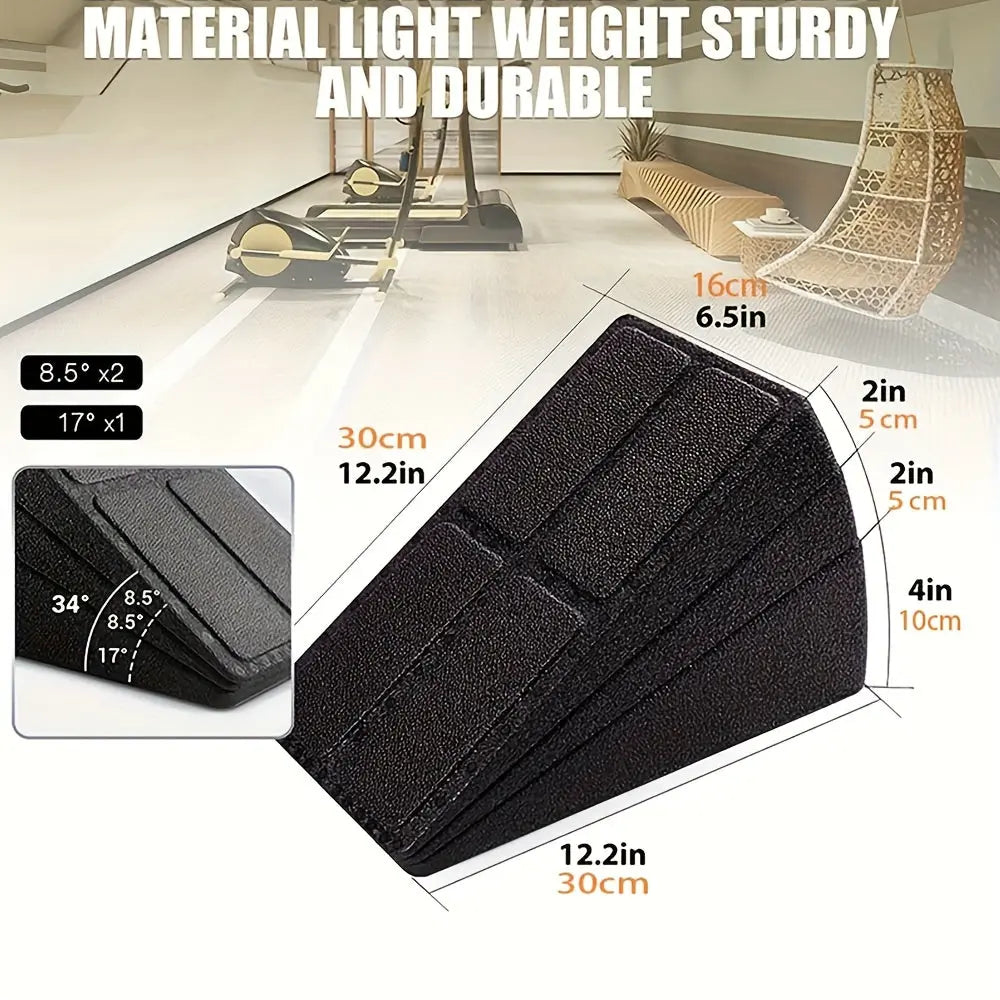 3-Pack Squat Wedge Blocks, 12-Inch Leg Stretcher Foam Slant Boards, Universal Fit PP Material for Squats, Calf Raises, Yoga, Knee Over Toe Workout Equipment - Black Nova Trendz