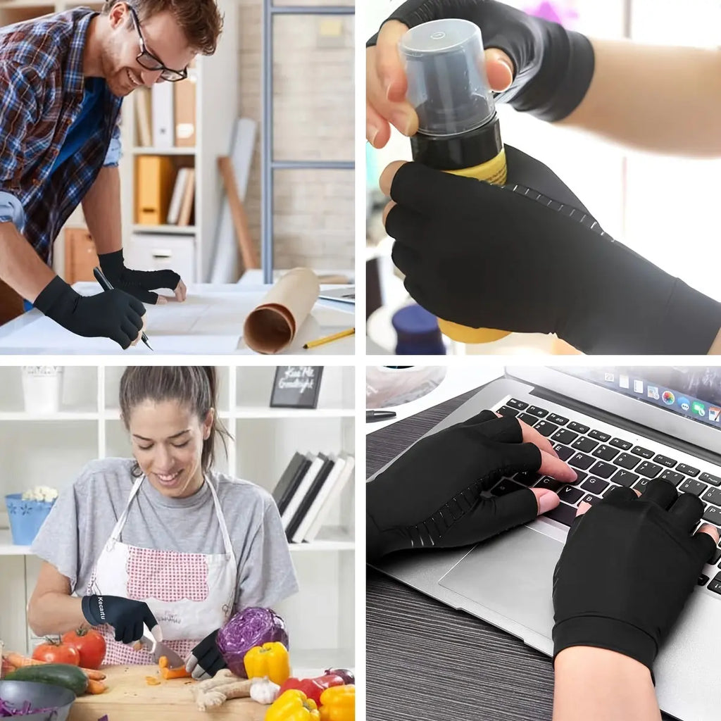 Copper Compression Half Finger Gloves for Hand Support - Cycling, Biking, Driving, Exercise, Training & Fitness Nova Trendz