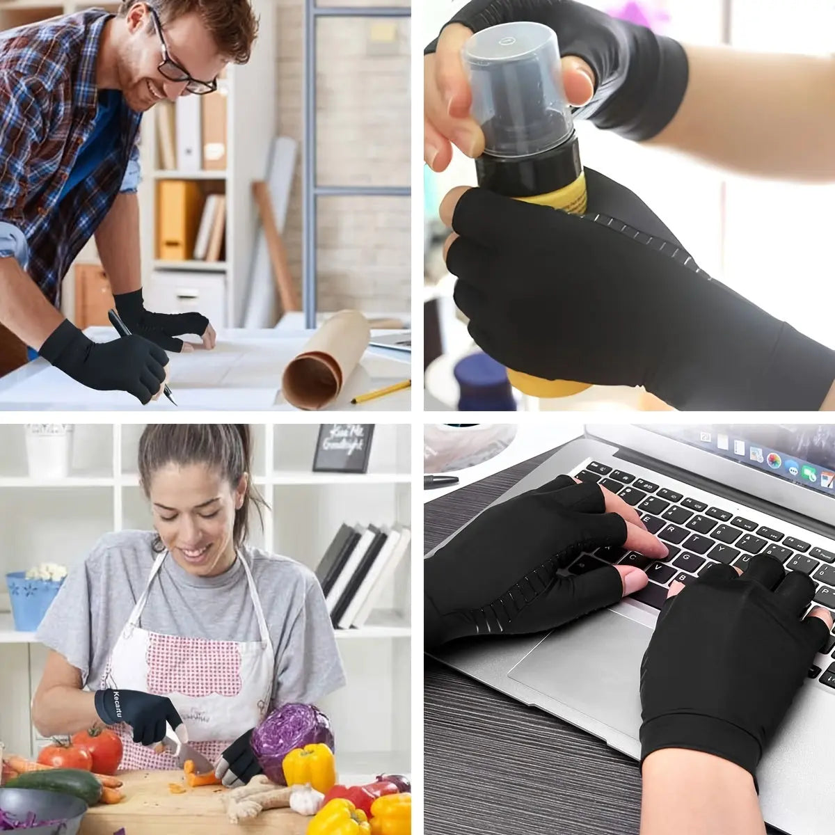 Copper Compression Half Finger Gloves for Hand Support - Cycling, Biking, Driving, Exercise, Training & Fitness Nova Trendz