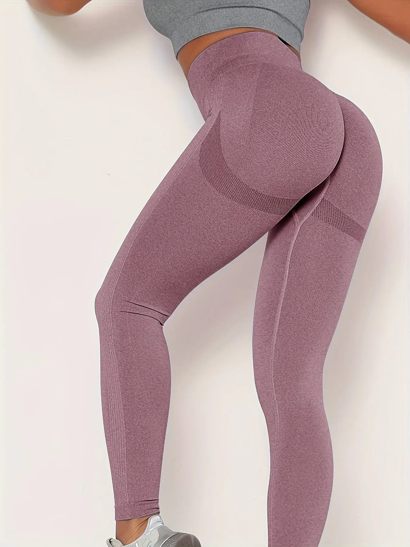 Seamless High Waist Stretchy Sports Tight Pants, Solid Slimming Yoga Fitness Workout Gym Exercise Leggings, Women's Activewear Nova Trendz