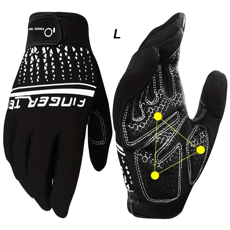 Full Finger Workout Gloves with Padding, Non Slip Extra Grip for Men Women - FINGER TEN Weight Lifting Touchscreen Gym Exercise Gloves for Cycling Climbing Hiking