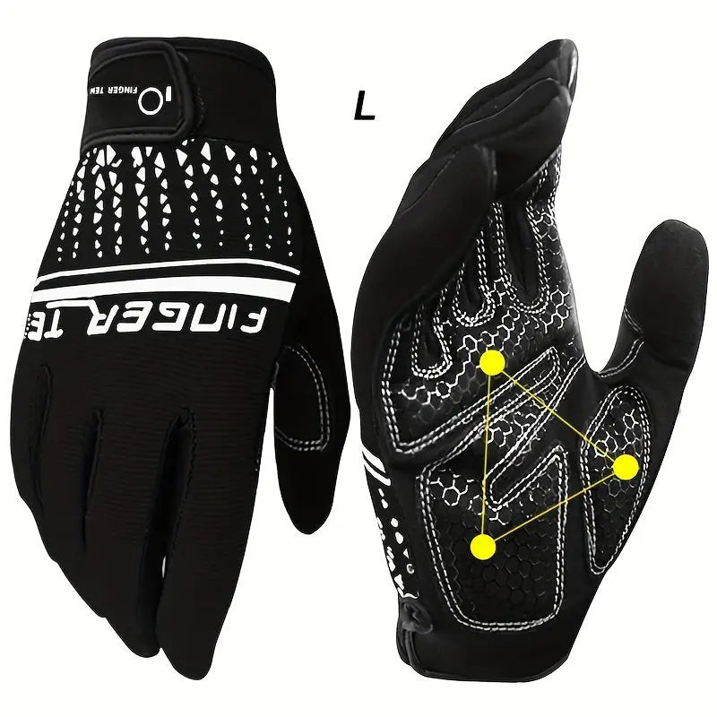 Full Finger Workout Gloves with Padding, Non Slip Extra Grip for Men Women - FINGER TEN Weight Lifting Touchscreen Gym Exercise Gloves for Cycling Climbing Hiking Nova Trendz