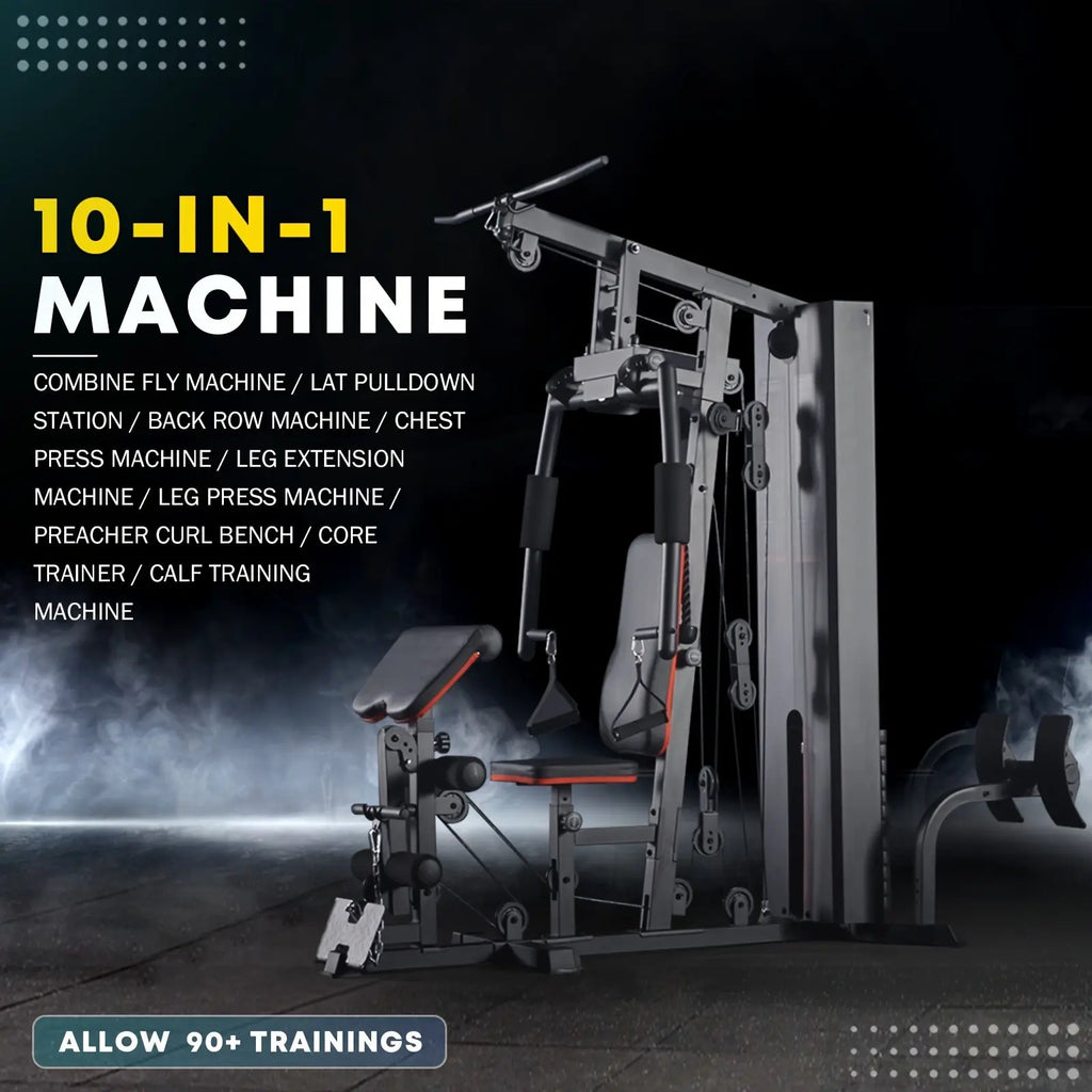 10-in-1 Home Gym Station with 150LBS Weight Stack, All-in-One Workout Equipment for Full Body Training, Multi-Functional Iron Gym Machine with Fly, Lat Pull Down, Chest Press, Leg Extension, Preacher Curl, Core & Calf Trainin Nova Trendz