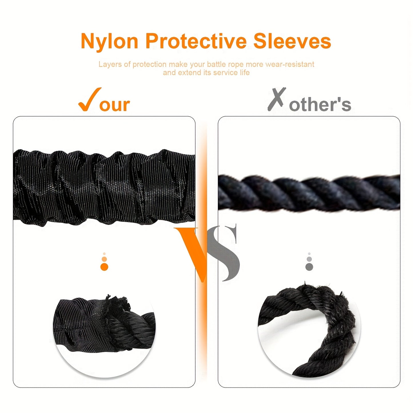 [Heavy Weighted Battle Rope Exercise] Battle Rope Workout Equipment Exercise Heavy Weighted Diameter Battle Rope with Protective Cover Exercise Equipment Core Strength Training