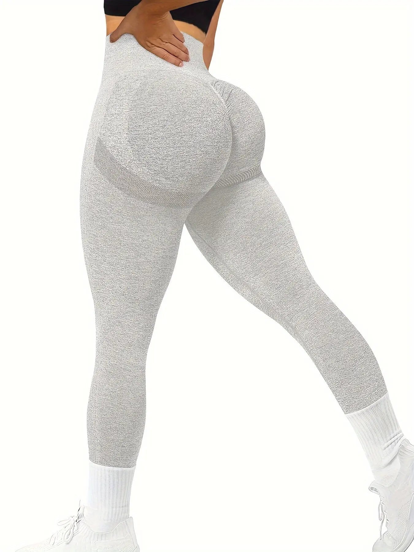 Seamless High Waist Stretchy Sports Tight Pants, Solid Slimming Yoga Fitness Workout Gym Exercise Leggings, Women's Activewear Nova Trendz