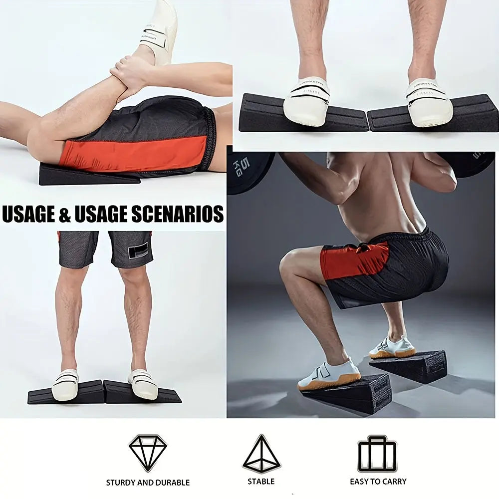 3-Pack Squat Wedge Blocks, 12-Inch Leg Stretcher Foam Slant Boards, Universal Fit PP Material for Squats, Calf Raises, Yoga, Knee Over Toe Workout Equipment - Black Nova Trendz