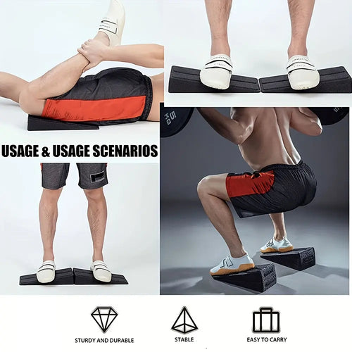 3-Pack Squat Wedge Blocks, 12-Inch Leg Stretcher Foam Slant Boards, Universal Fit PP Material for Squats, Calf Raises, Yoga, Knee Over Toe Workout Equipment - Black Nova Trendz