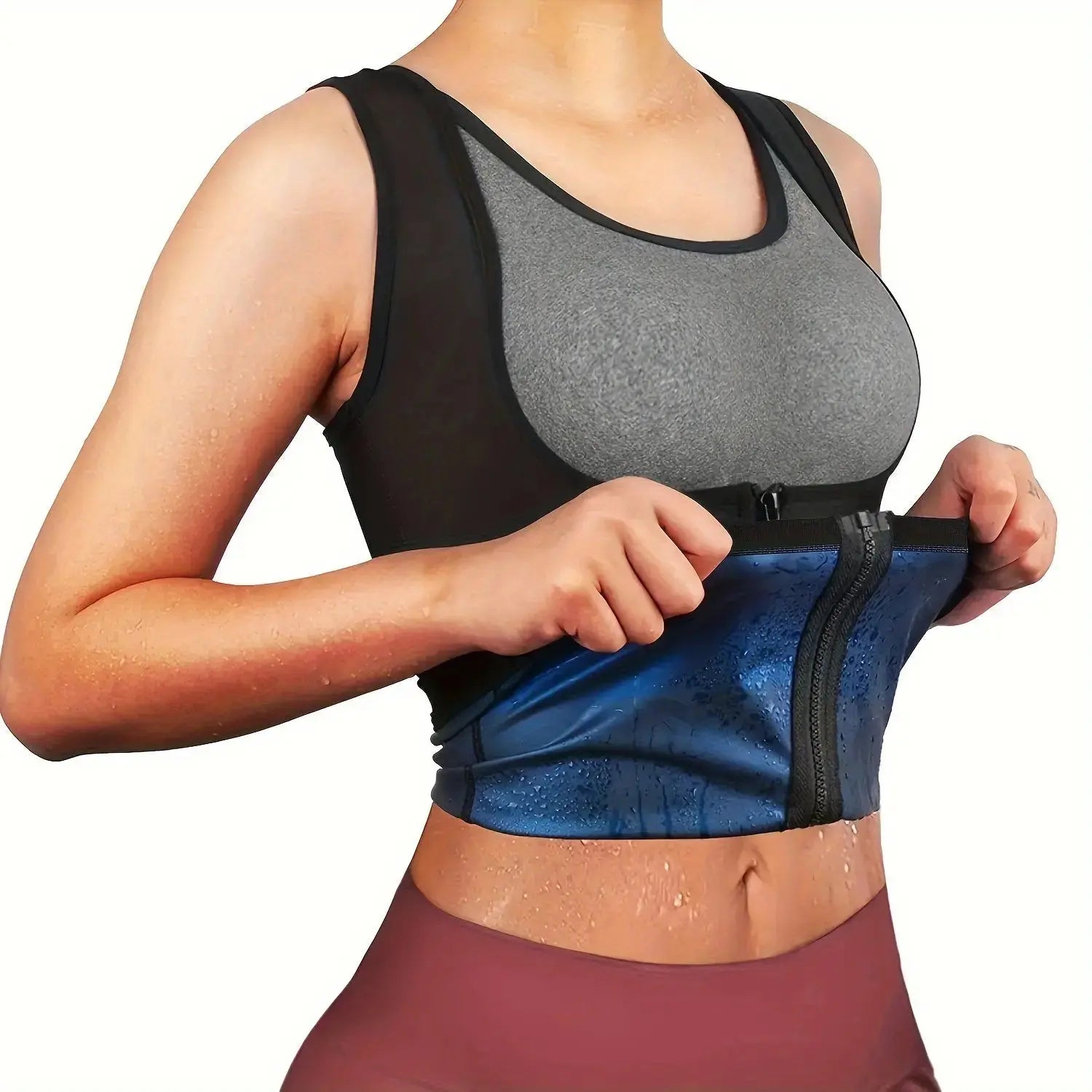 Zipper sauna vest: enhances sweat wicking during exercise, suitable for shaping Women's waist and abdomen Nova Trendz