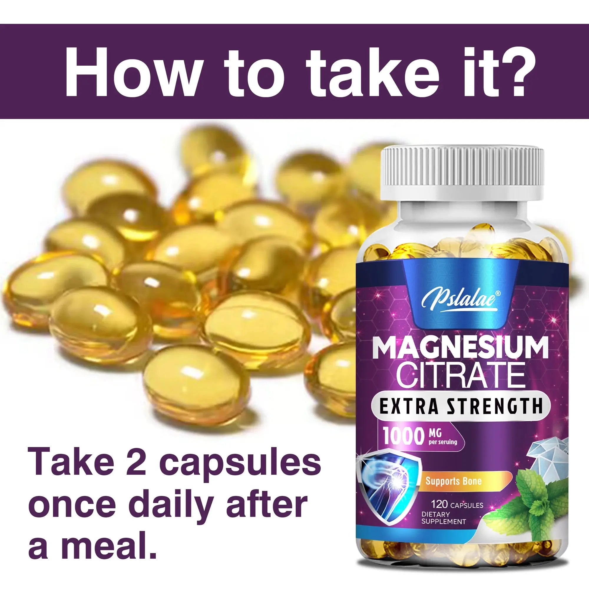 Magnesium Citrate - Muscle, Nerve and Energy Support, Improved Heart Health - 120 Capsules Nova Trendz
