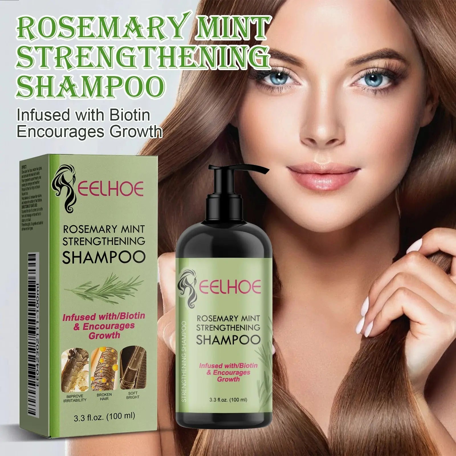 Eelhoe Rosemary Hair & Scalp Oil with Brush Rosemary Scalp Treatment Oil with Applicator Brush