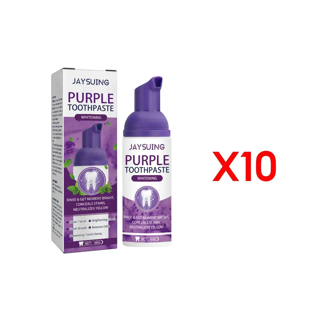 Jaysuing Gums Care Mint Teeth Whitening Mousse Yellow Cleaning Tooth Stains Desalinating Oral Odor Remove Purple Toothpaste 60ml Nova Trendz