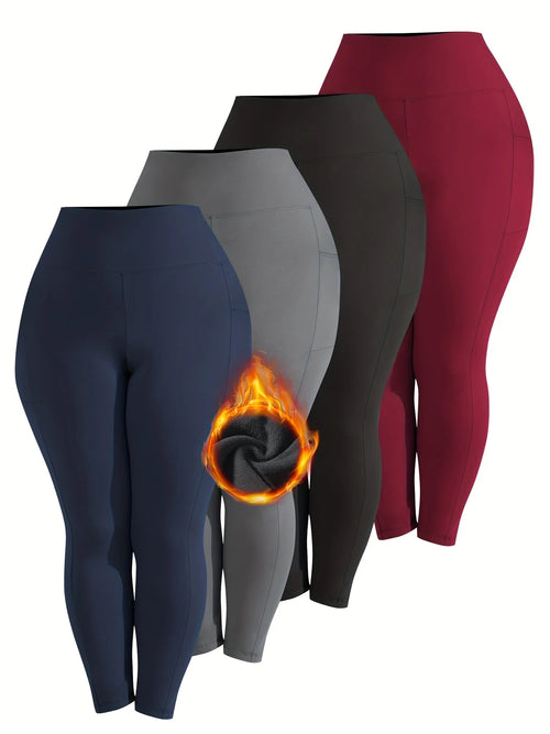 4-Pack Women's High-Waist Yoga Pants Soft Stretch Trousers in Black Red Blue Gray for Yoga Workout Fitness Casual Winter Wear Nova Trendz