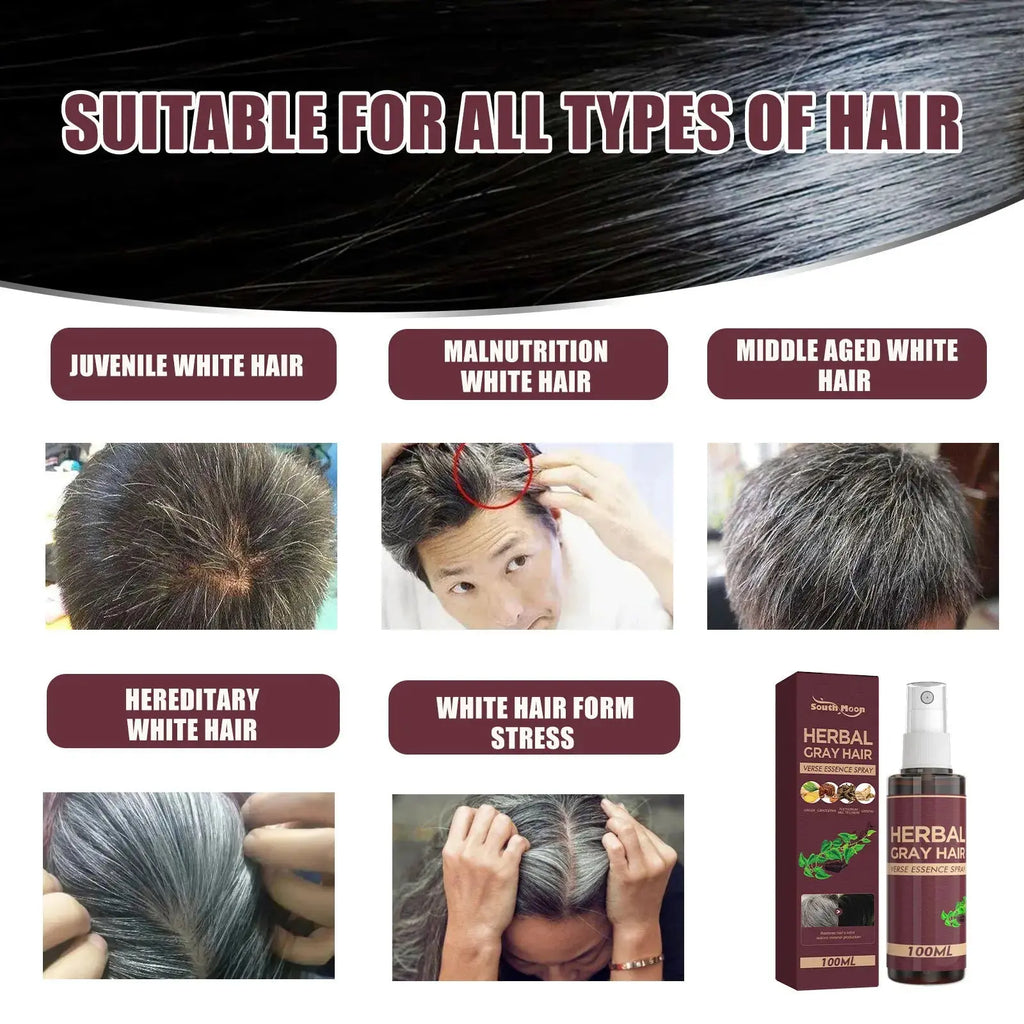Southmoon 100ml Hair Darkening Herbal Spray White To Black Natural Color Repair Anti Grey Reduce Hair Loss Herbal Haircare Serum Nova Trendz