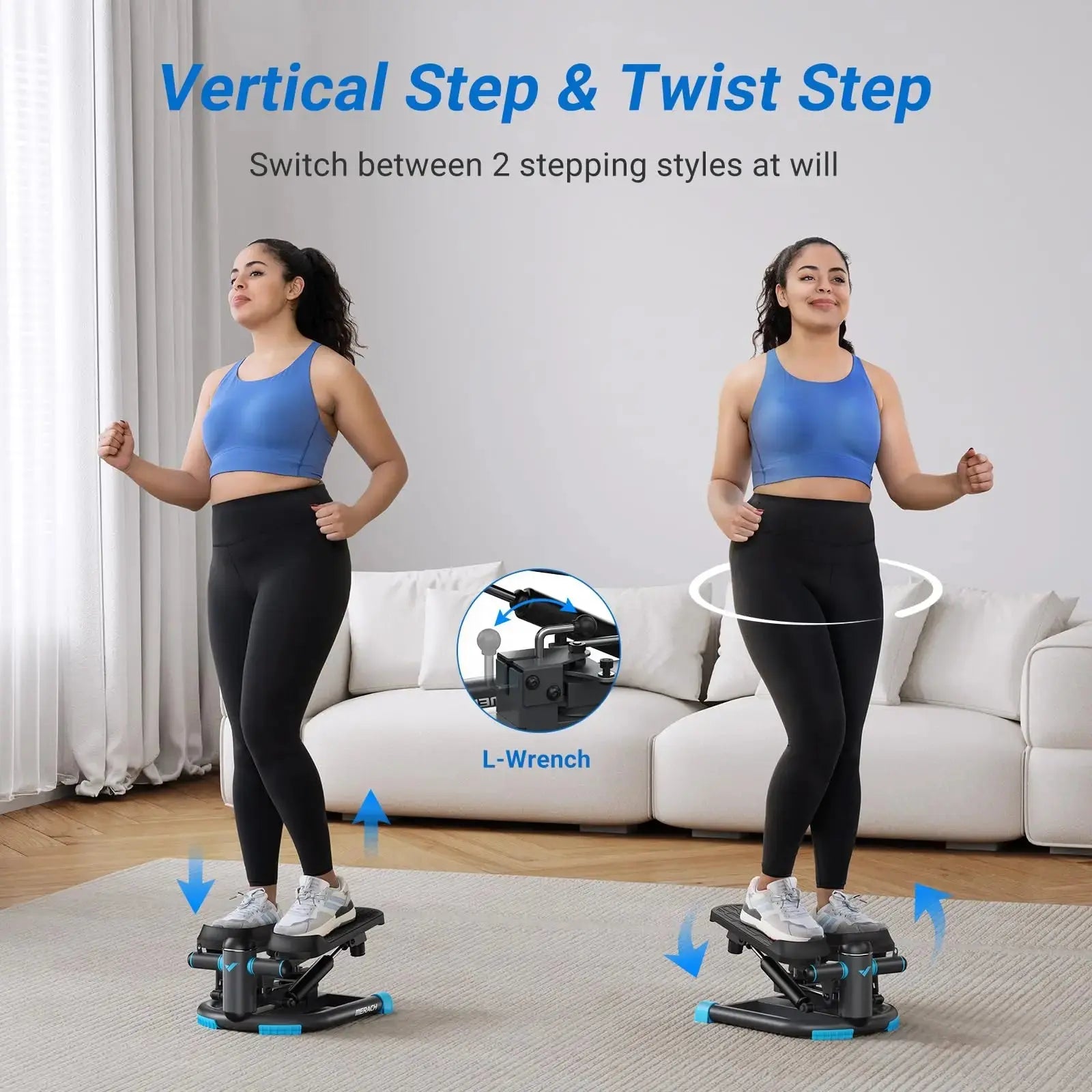 MERACH Stepper Upgrade Dual-Action Stepper 330LBS Capacity Exercise Equipment with Resistance Bands for Home or Gym Body Workout Nova Trendz