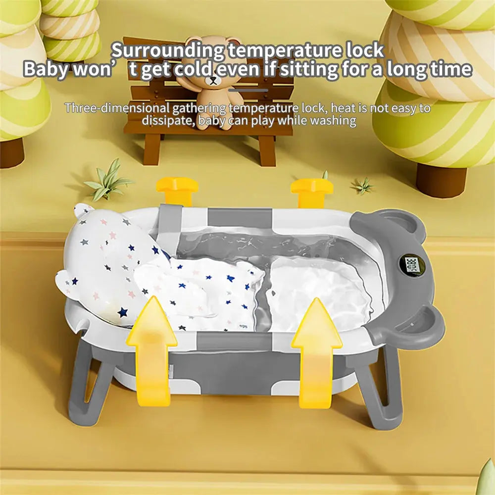 Home Baby Bath Tub Large Folding Baby Bath Tub Can Sit and Lie Warm Newborn Baby Bath Tub Inflatable Hot Tub - Nova Trendz
