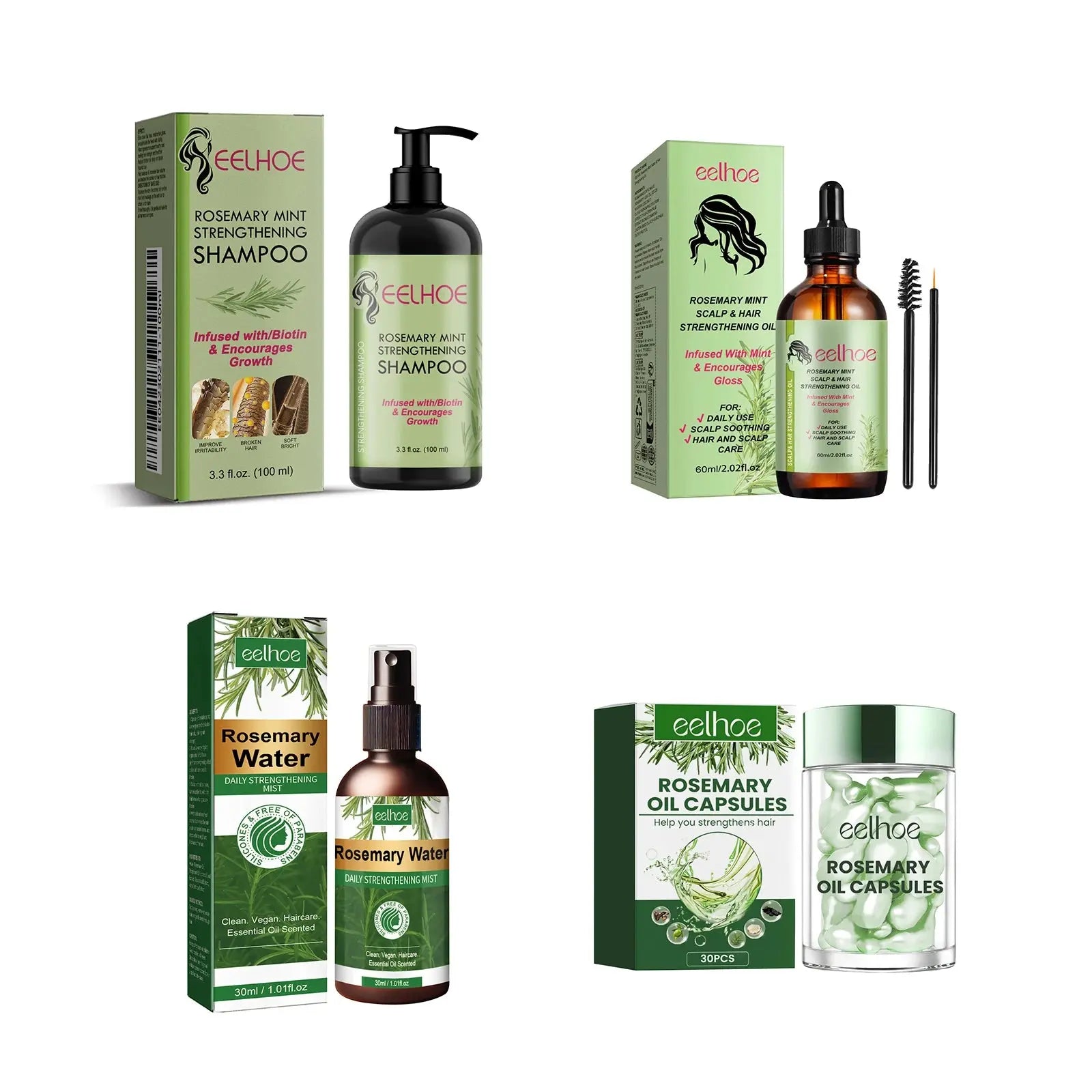 Eelhoe Rosemary Hair & Scalp Oil with Brush Rosemary Scalp Treatment Oil with Applicator Brush