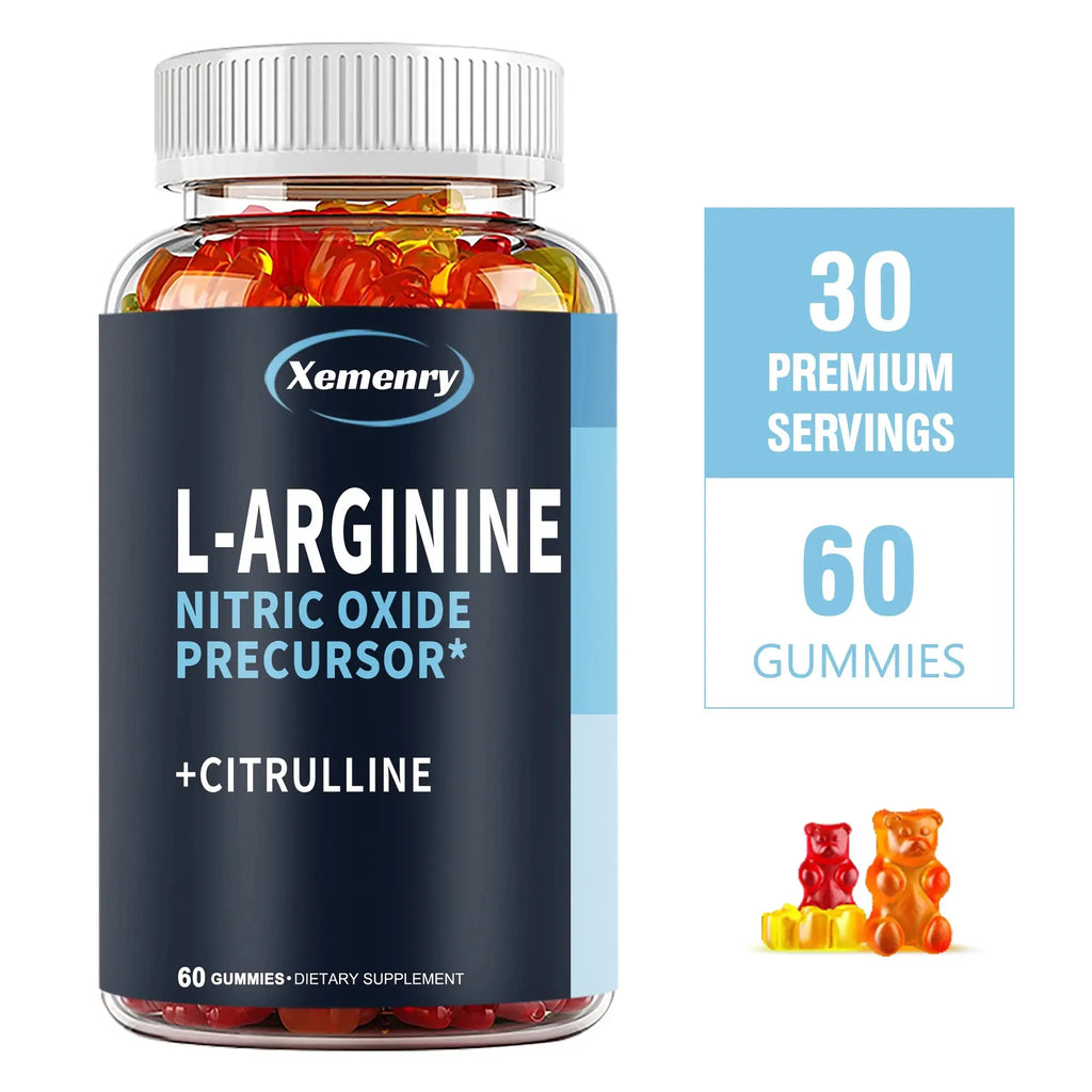 L-Arginine Supplement - Boosts Energy and Endurance, Improves Muscle Mass and Athletic Performance - 60 Gummies Nova Trendz