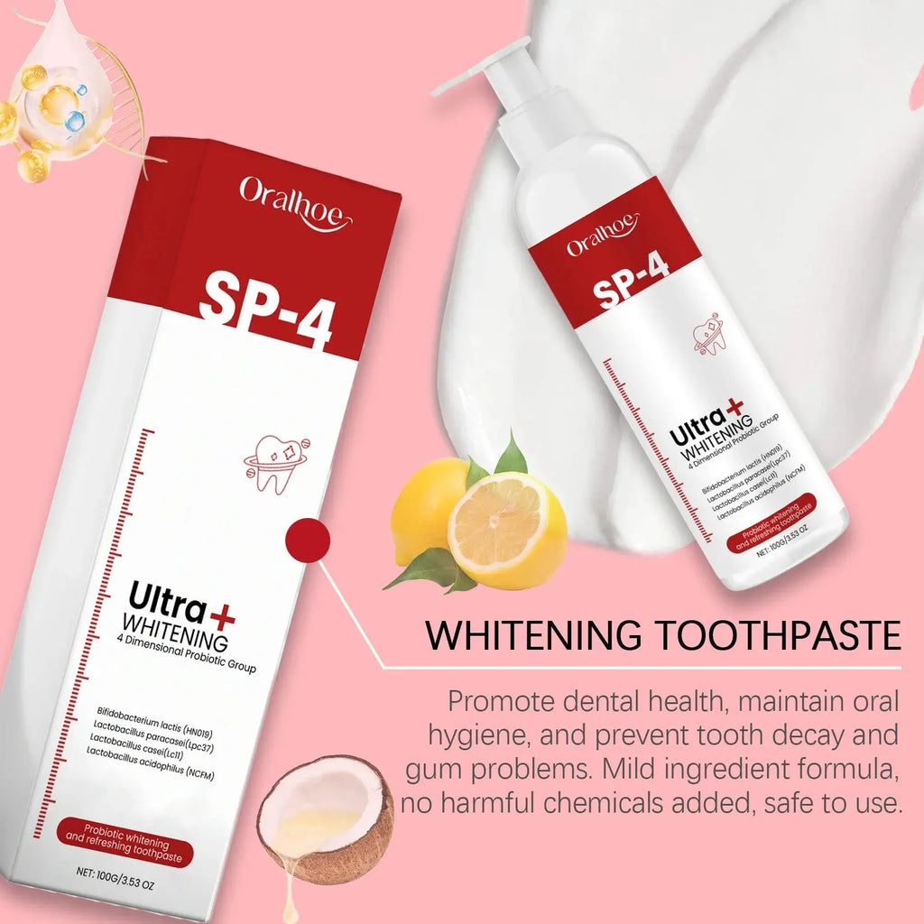 Oralhoe 100g Sp4 Probiotic Brightening Teeth Toothpaste Plaque Stain Remove Oral Hygiene Cleaning Fresh Breath Dental Toothpaste Nova Trendz