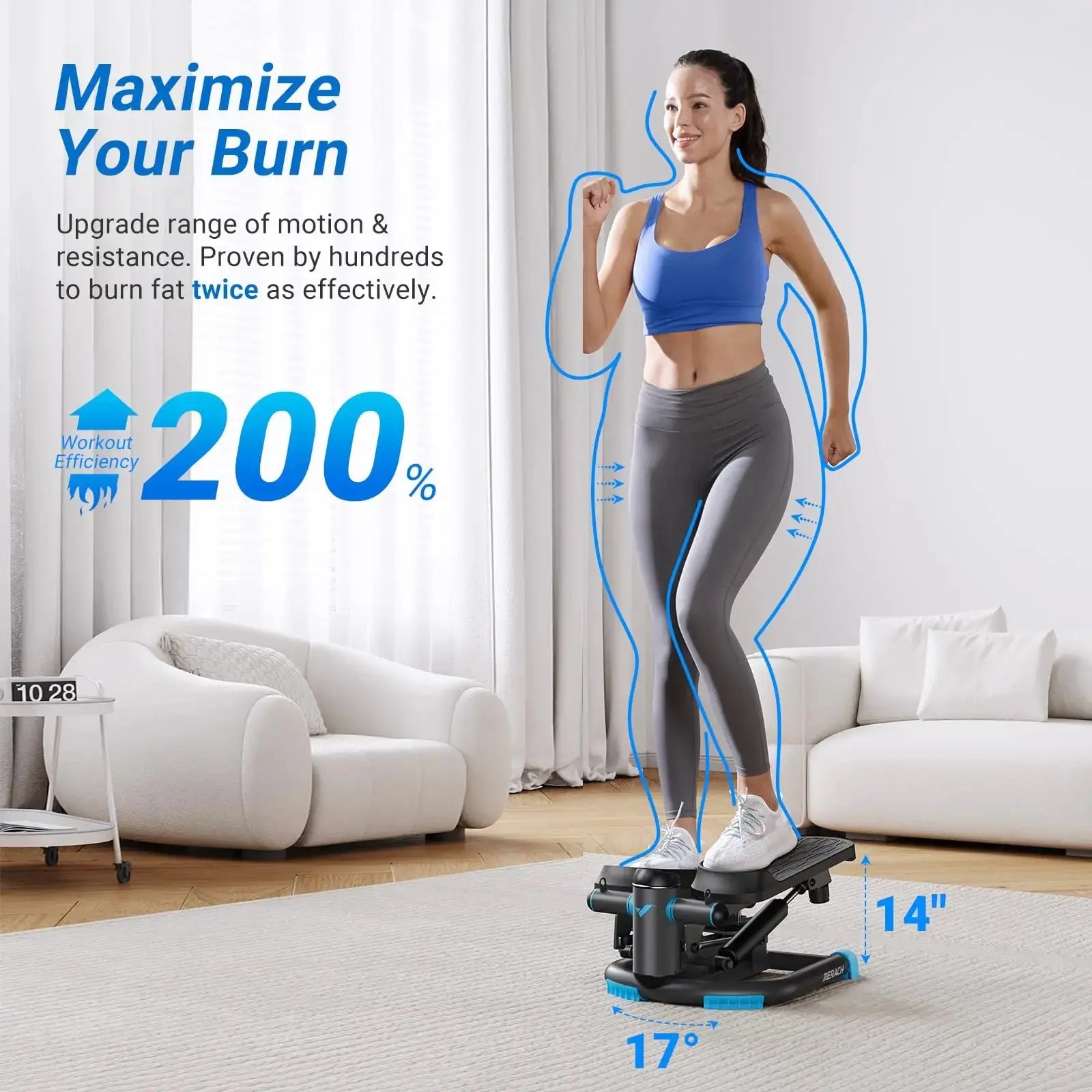 MERACH Stepper Upgrade Dual-Action Stepper 330LBS Capacity Exercise Equipment with Resistance Bands for Home or Gym Body Workout Nova Trendz
