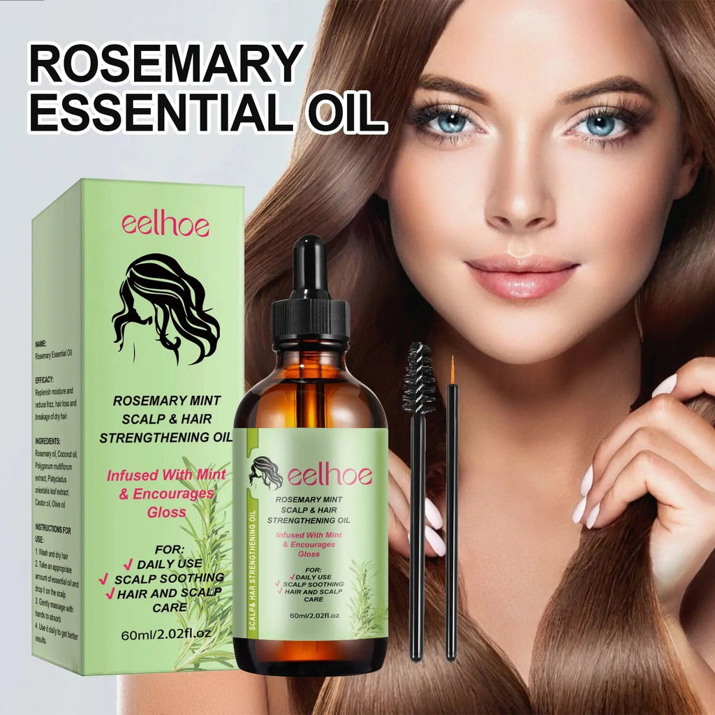 Eelhoe Rosemary Hair & Scalp Oil with Brush Rosemary Scalp Treatment Oil with Applicator Brush Nova Trendz