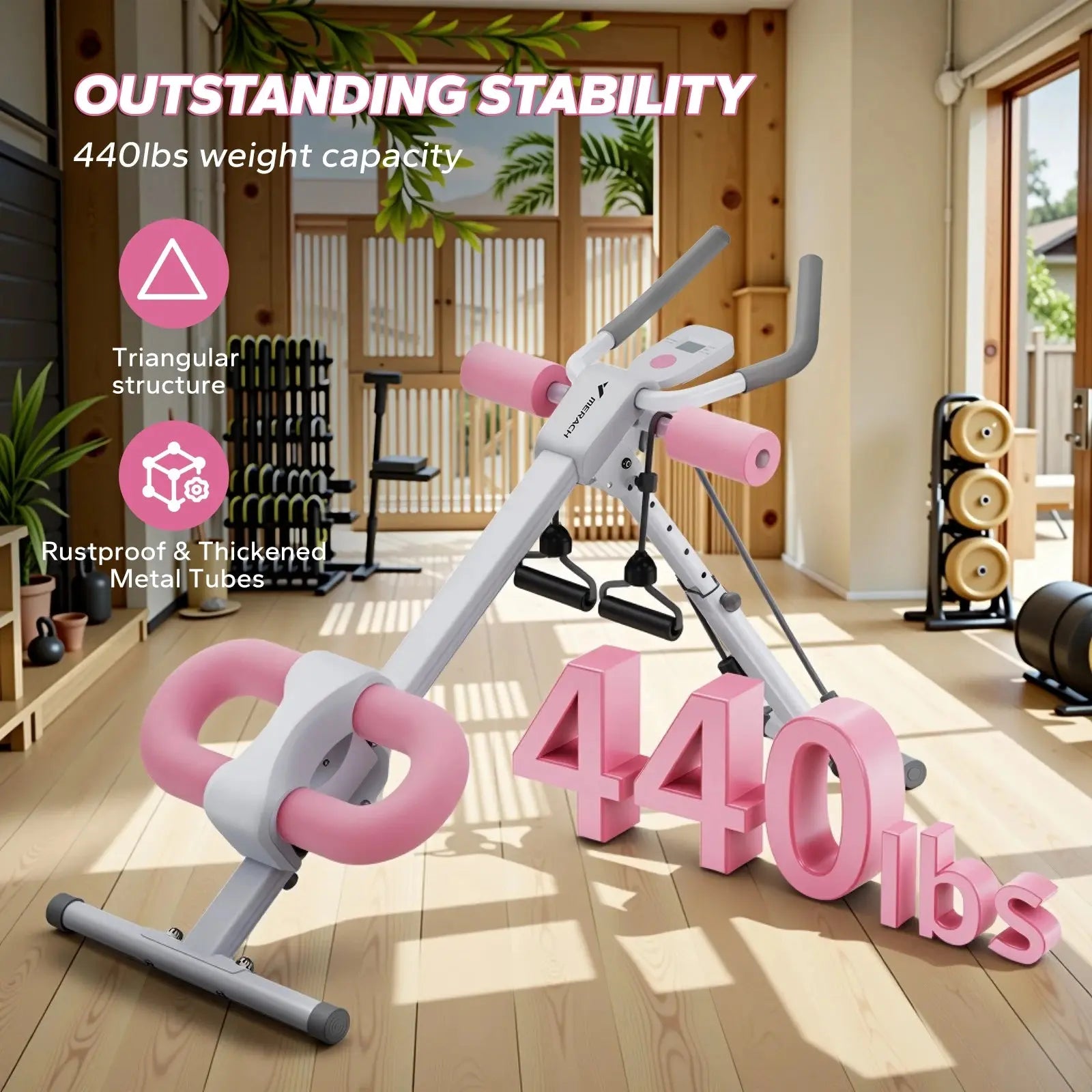 MERACH Ab Machine Adjustable Trainer Workout Foldable Knee Protection Abdominal Exercise Machine Core Ab Exercise System Trainer Nova Trendz