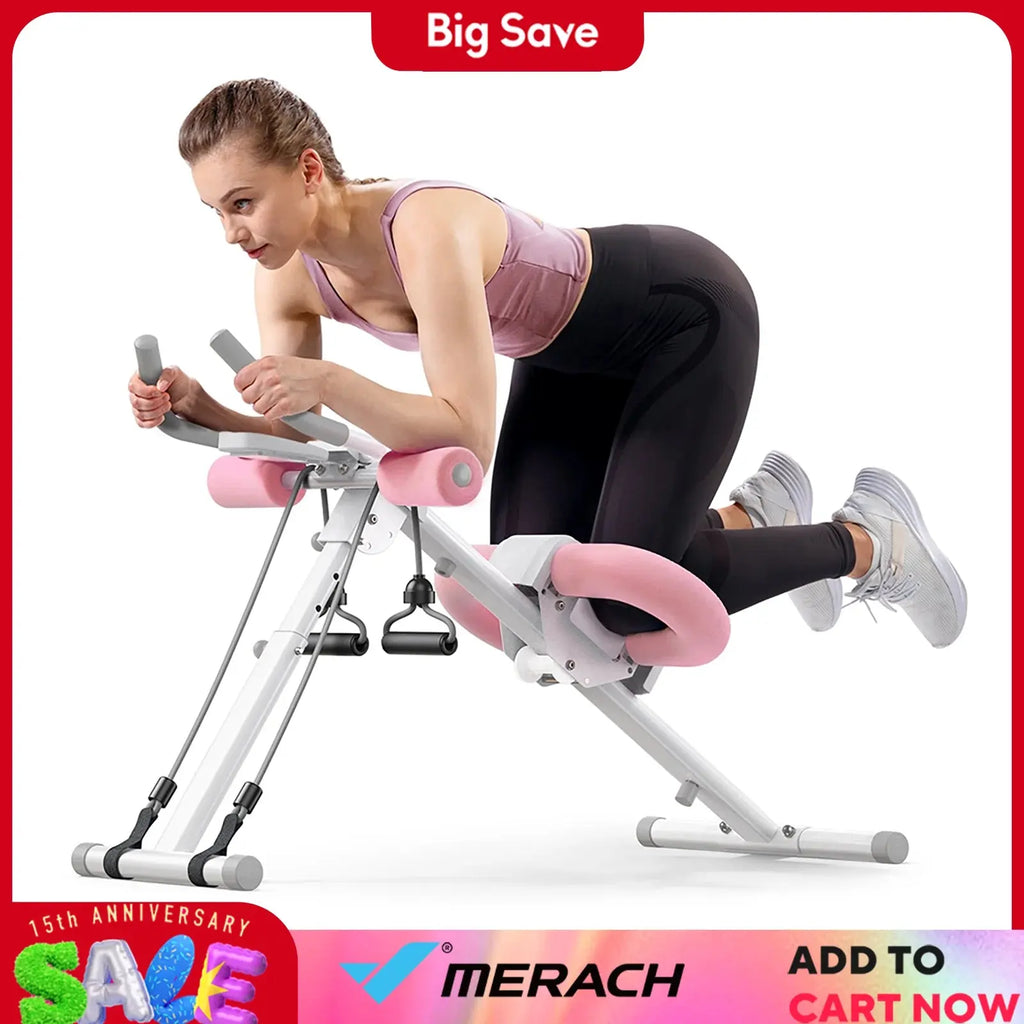 MERACH Ab Machine Adjustable Trainer Workout Foldable Knee Protection Abdominal Exercise Machine Core Ab Exercise System Trainer Nova Trendz