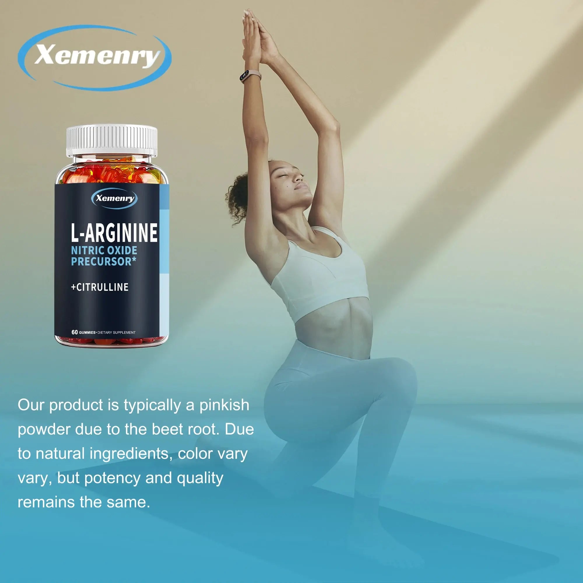 L-Arginine Supplement - Boosts Energy and Endurance, Improves Muscle Mass and Athletic Performance - 60 Gummies Nova Trendz