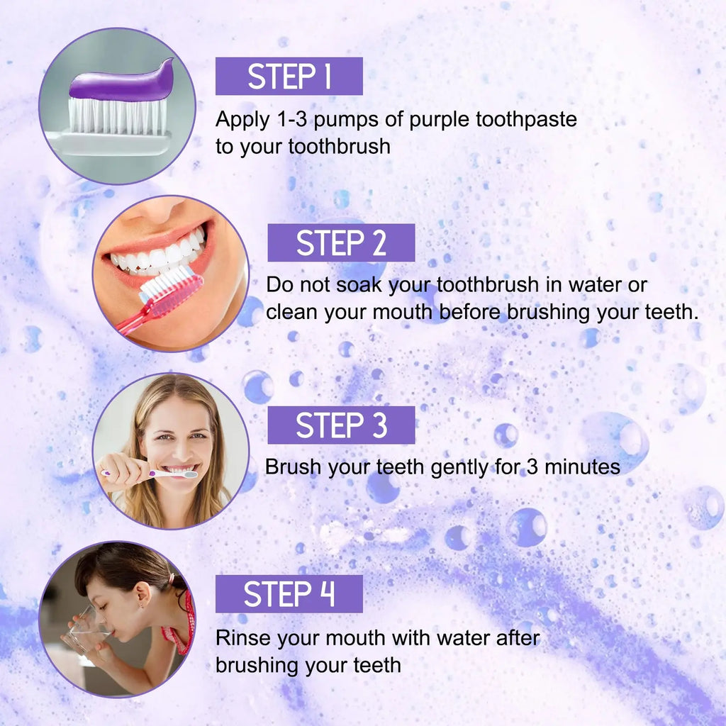 Jaysuing Gums Care Mint Teeth Whitening Mousse Yellow Cleaning Tooth Stains Desalinating Oral Odor Remove Purple Toothpaste 60ml Nova Trendz