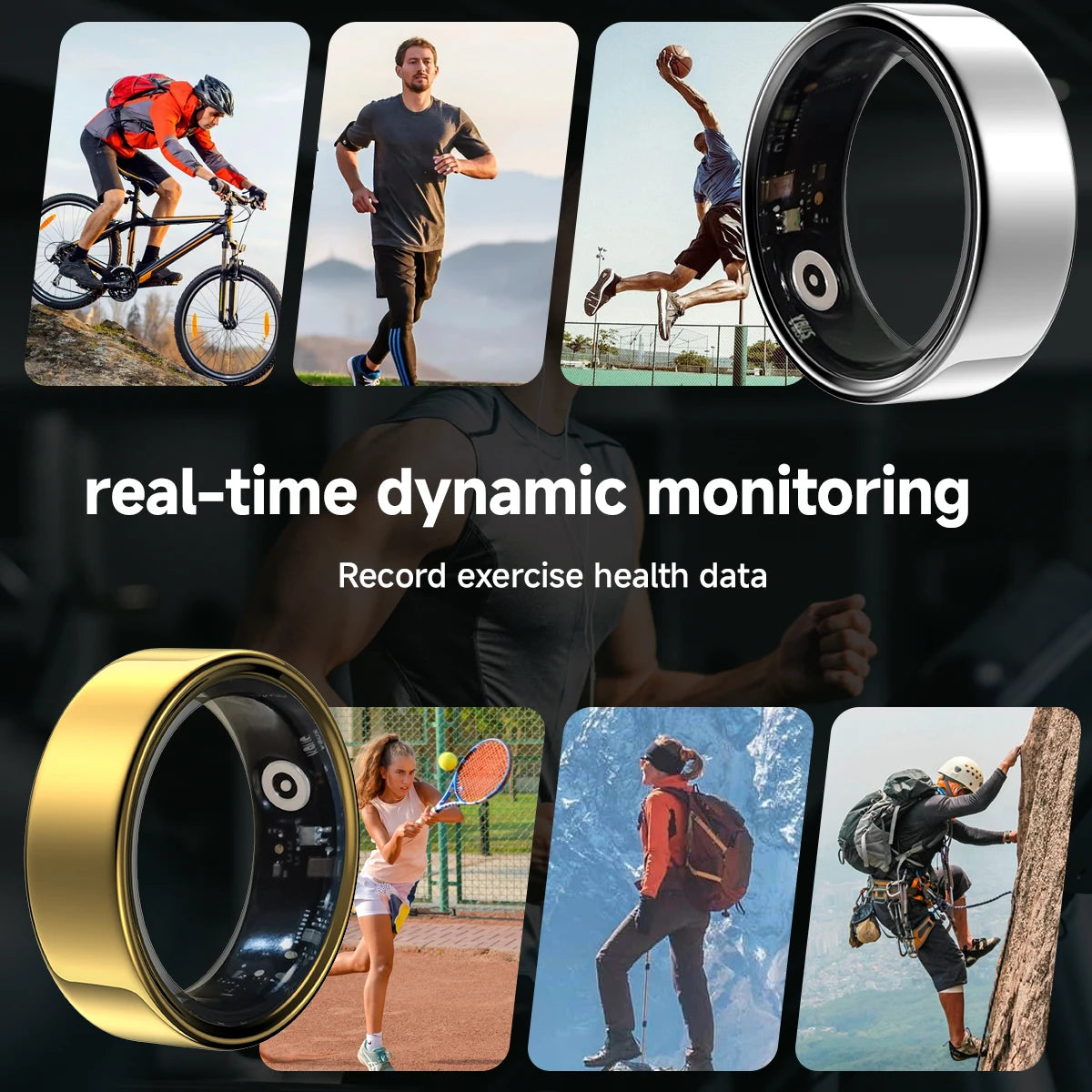 2025 New Healthy Smart Ring Sleep Blood Pressure Monitoring IP68 Waterproof Multi-sport Modes Low Power Ring For Women Men