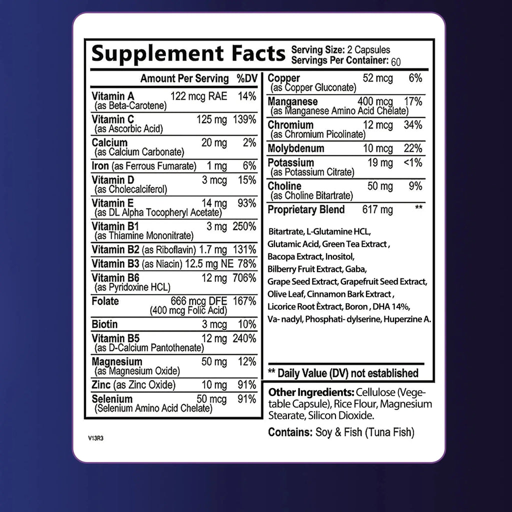 Brain Supplement - Boosts Brain Function, Helps Improve Memory, Intelligence and Concentration - 120 Capsules Nova Trendz
