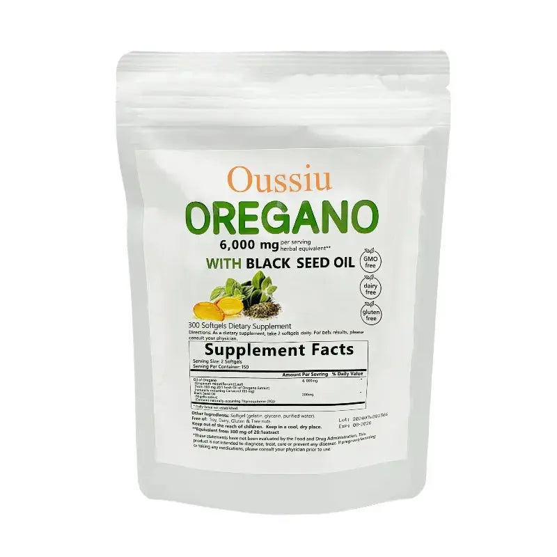 Oussiu Oil of Oregano Softgels 6000mg Per Serving, 300 Count  2 in 1 Formulated with Black Seed Oil 200mg Easy to Swallow - Nova Trendz