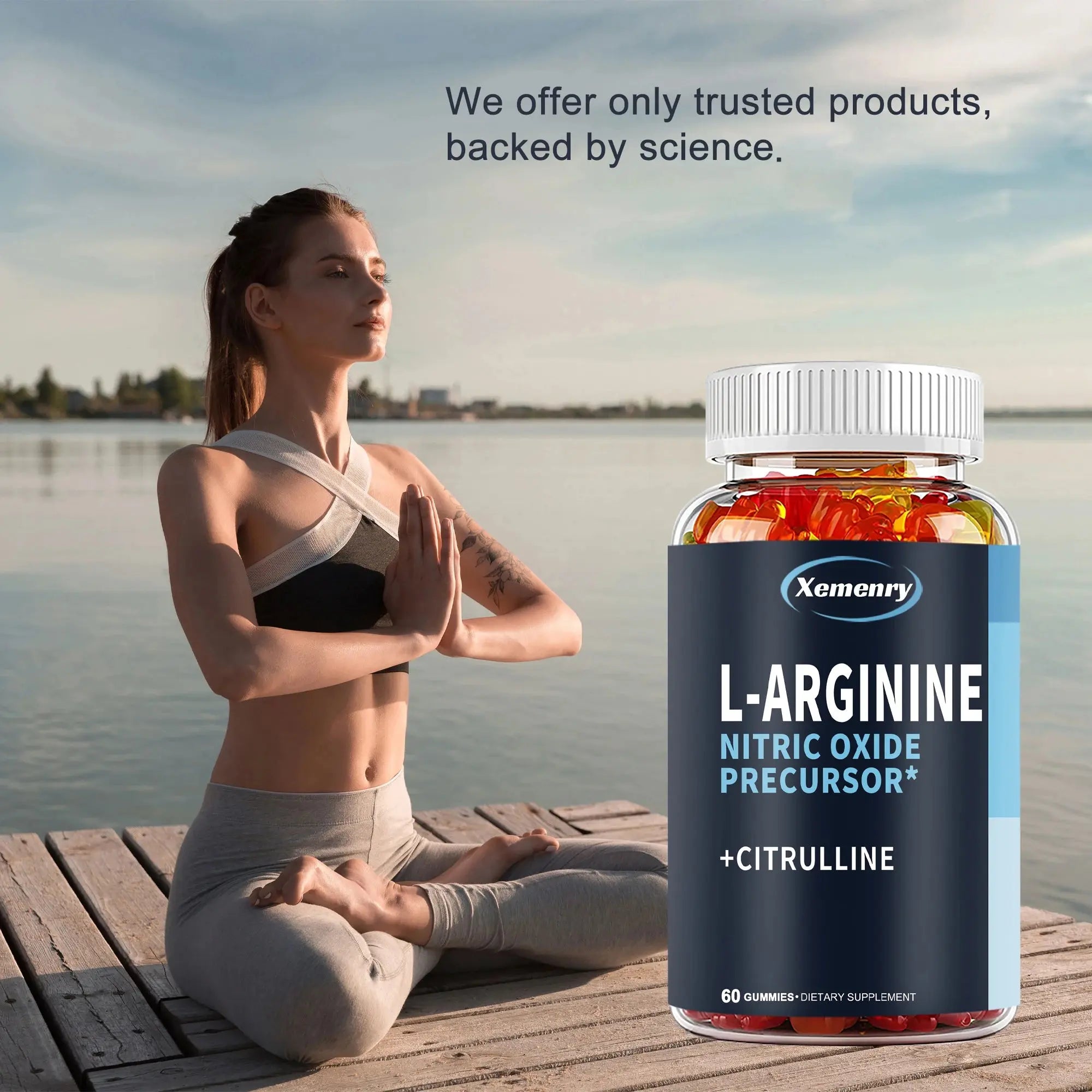 L-Arginine Supplement - Boosts Energy and Endurance, Improves Muscle Mass and Athletic Performance - 60 Gummies Nova Trendz