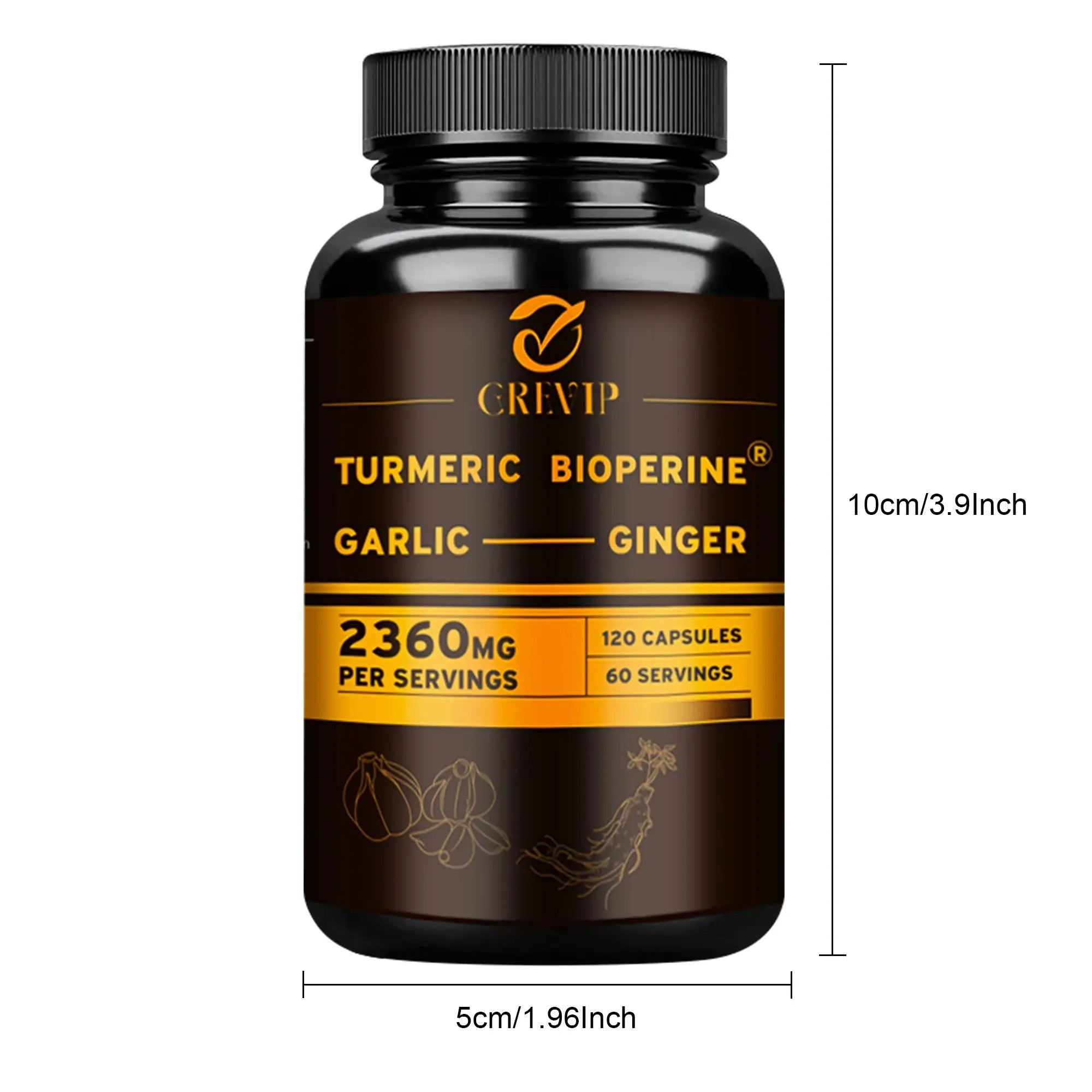 4-in-1 Turmeric Ginger Supplement - with Garlic Curcumin Black Pepper - Joints,Immune Support,Improves Digestion - 120 Capsules Nova Trendz