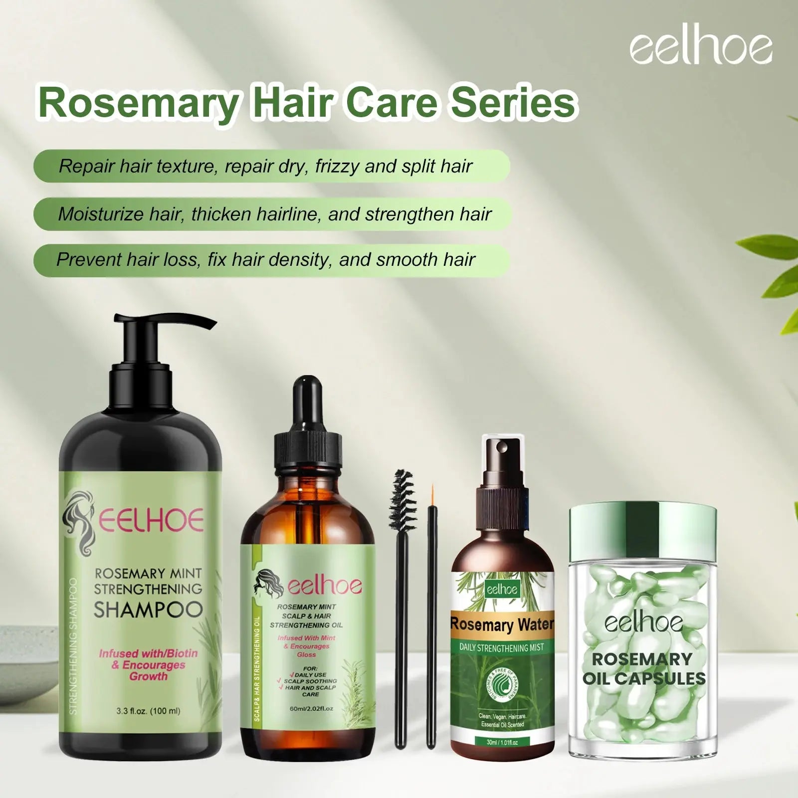 Eelhoe Rosemary Hair & Scalp Oil with Brush Rosemary Scalp Treatment Oil with Applicator Brush
