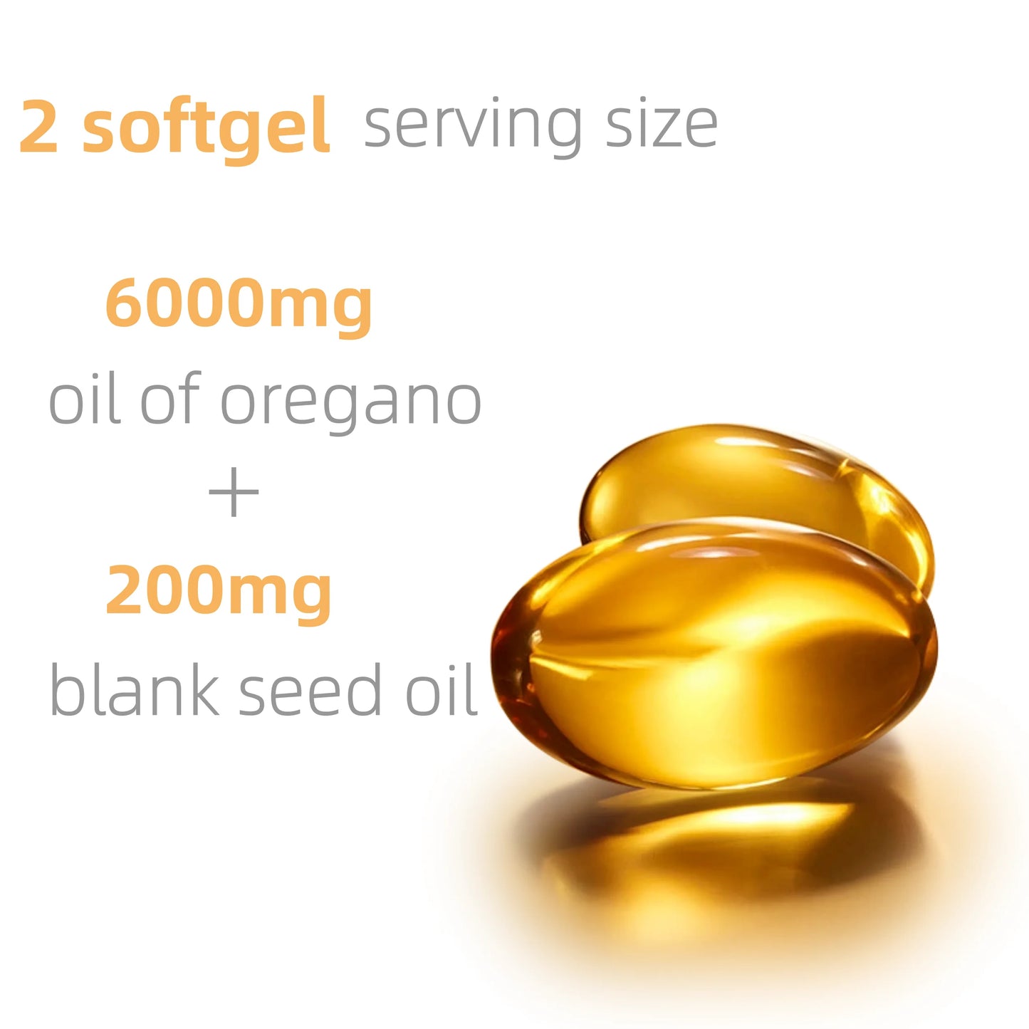 Oussiu Oil of Oregano Softgels 6000mg Per Serving, 300 Count  2 in 1 Formulated with Black Seed Oil 200mg Easy to Swallow