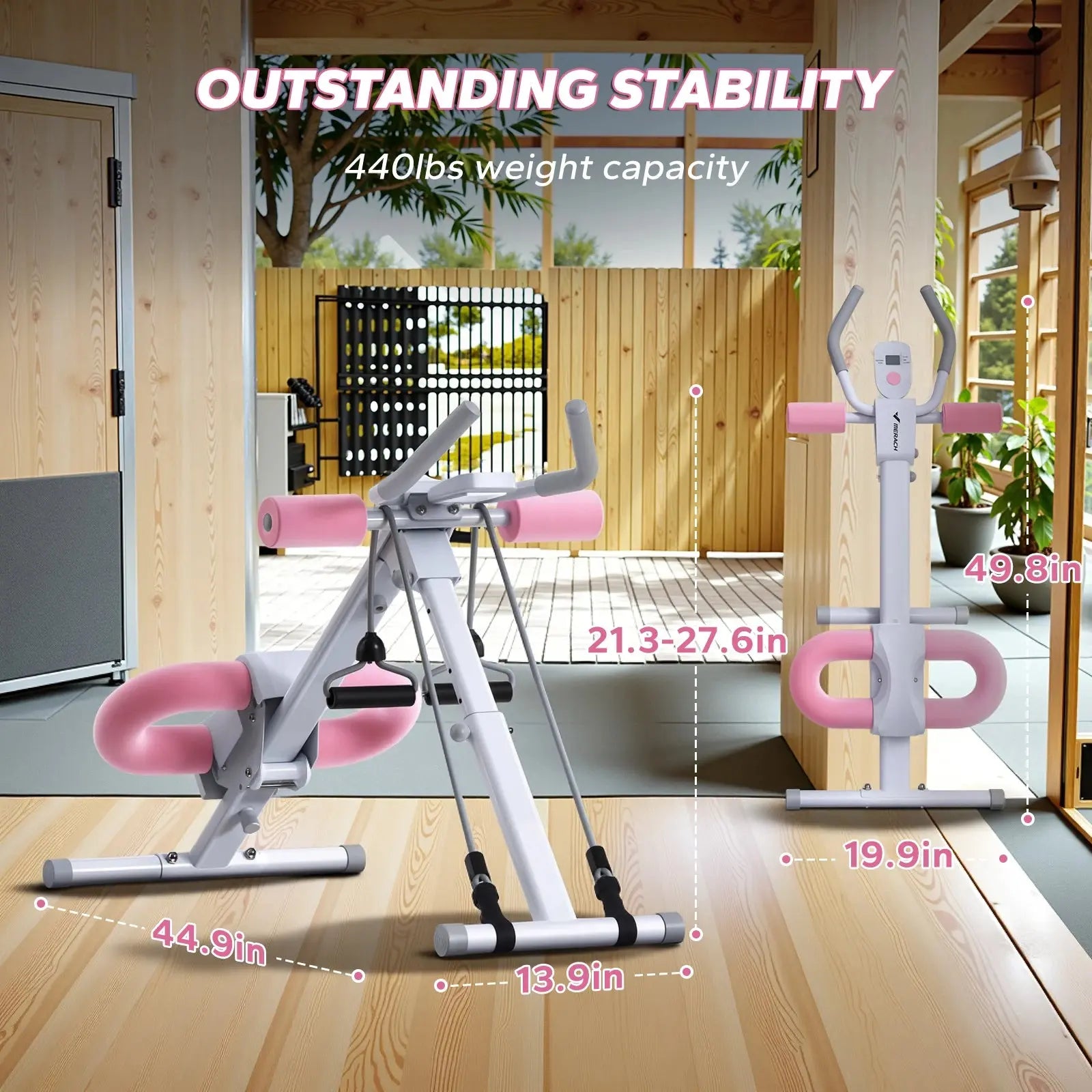 MERACH Ab Machine Adjustable Trainer Workout Foldable Knee Protection Abdominal Exercise Machine Core Ab Exercise System Trainer Nova Trendz