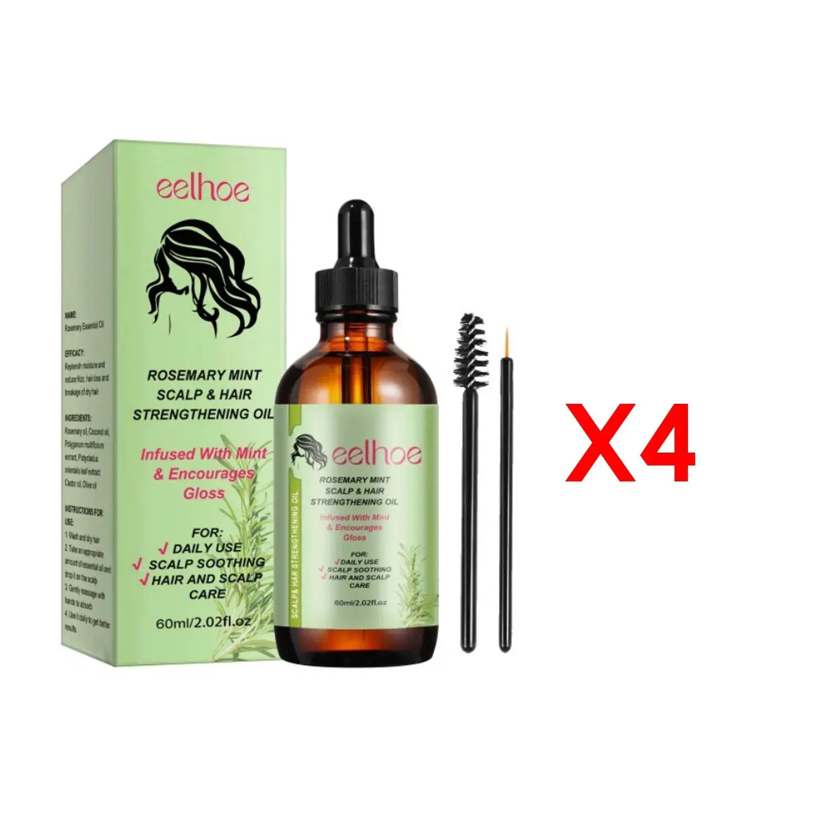 Eelhoe Rosemary Hair & Scalp Oil with Brush Rosemary Scalp Treatment Oil with Applicator Brush