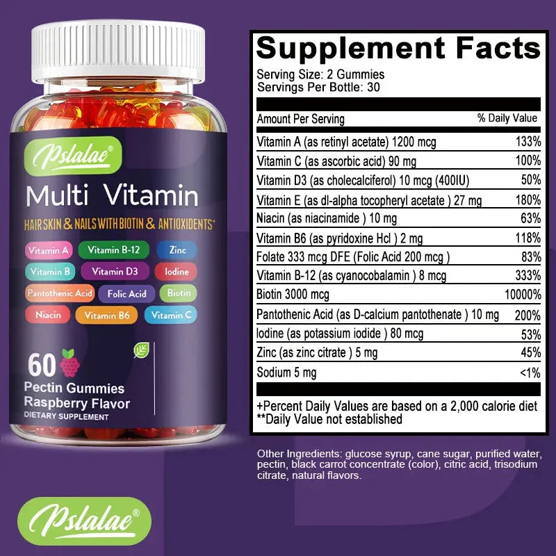 Multivitamin Gummies - with Vitamins and Minerals - Enhances Energy Levels, Immune Support, Antioxidant - 60 Gummies Nova Trendz